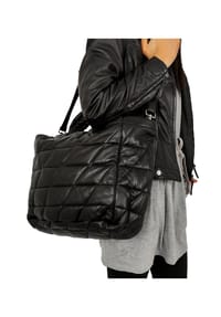 JILANI - Damen Lederhandtasche Shopper Lammnappa schwarz - schwarz