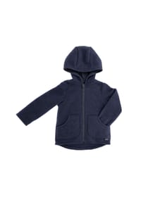 maximo® - GOTS MINI-Jacke, Wollfleece Kapuze, Reißverschluss, Jerseyfutter - braunmeliert
