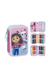 COFI - Gabby’s Dollhouse Mäppchen Federtasche mit Zubehör Schule & Freizeit - Rosa 20x13x7 cm