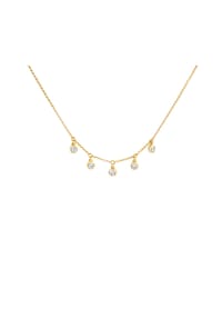 zeeme BASIC - Halskette 925/- Sterling Silber 5 Zirkonia - gelb