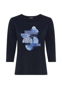 olsen - Shirt mit Placement-Print und 3/4-Ärmeln - Power Navy