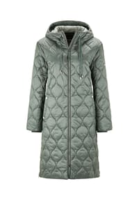 GOLDNER - Kurzgröße:  Wintermantel mit Stehkragen und Kapuze - graugrün