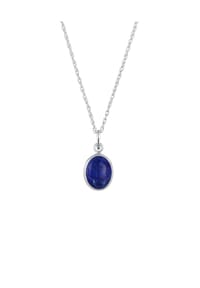 elli. - Halskette Lapis Lazuli Edelstein Anhänger Oval 925 Silber - Gold