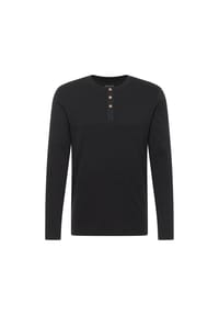 MUSTANG® - Herren Longsleeve - Arminto, Knit Rib, Henley-Kragen, Slim Fit, Bio-Baumwolle - Dunkelblau