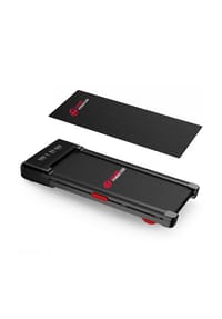 HOME FITNESS CODE - 4-in-1 Laufband Y1 mit Steigung, LED-Display, Stoßdämpfung, Trainingsmatte, Schwarz - 