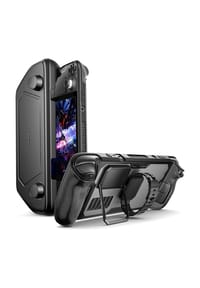 MANIKE - Steam Deck & Steam Deck OLED – Modulare Schutzhülle PC0104 mit abnehmbarer Frontabdeckung, Metallständer & Trageschlaufe – Robustes Zubehör Basic Set - schwarz