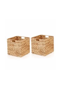  Lycce - Aufbewahrungskorb - Korb geflochten aus Wasserhyazinthe, passend für Kallax Regal, faltbar, Naturprodukt, 33x33x33 cm - Natur