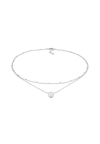 elli. - Halskette Choker Layer Mondstein Kugelkette 925 Silber - Gold