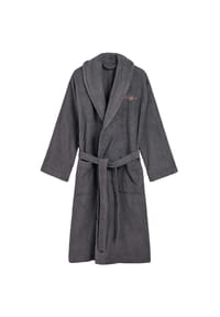 GANT - Unisex Bademantel - ARCHIVE SHIELD TERRY ROBE, Schalkragen, Frottee, Bio-Baumwolle - Dunkelblau