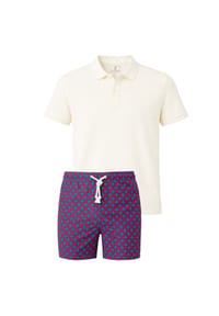 Gassa d'Amante - Badeshorts & Polo-Shirt (2tlg. Set) Amalfi mit mediterranem Flair - Blau-Weiss-Hellblau