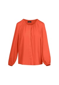 GOLDNER - Kurzgröße:  Satinbluse mit femininer Raffung - terrakotta
