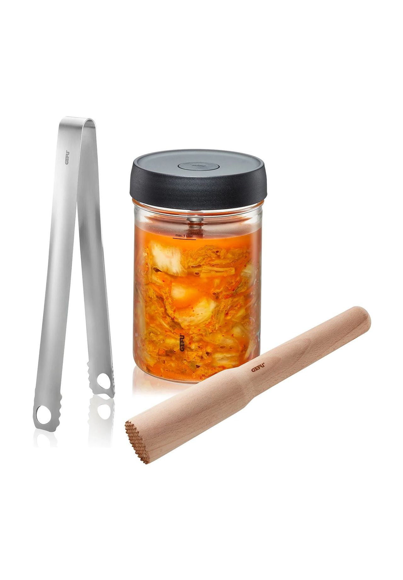Gefu Braun/Schwarz/Transparent Fermentier-Set Nativo, Einmachgläser, Silber - Image 10