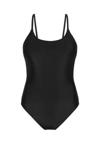 MANGUUN - Badeanzug Solid Basic Fabric Belle, Kreuzträger, für Damen - E001 BLACK