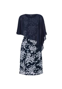 GOLDNER - Kurzgröße:  Kleid aus Spitze mit Chiffonüberwurf - mitternachtsblau / weiß / geblümt
