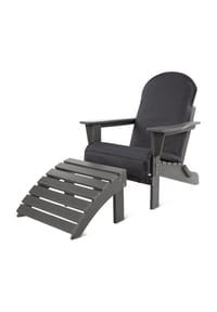 Aspero® - Adirondack Gartenstuhl mit Fußstütze und Auflage - Anthrazit