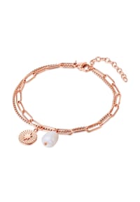 VALERO PEARLS - Damen Armband aus Edelstahl in Roségold mit Süßwasser-Zuchtperle - roségold