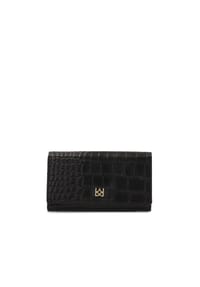 Kazar - Schwarzes Lederportemonnaie mit Kroko-Motiv - Schwarz