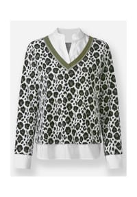 heine - 2-in-1-Pullover - khaki-ecru-gemustert