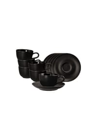 Seltmann Weiden Espressotassen mit Untertassen Liberty Velvet Black 100 ml 6er Set schwarz - LIBERTY VELVET BLACK - schwarz