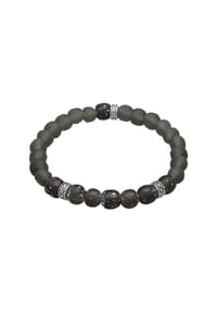 KUZZOÍ - Armband Recycelte Glas Perlen Beads Olive 925 Silber - Schwarz