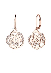 elli. - Ohrringe Elli Ohrringe Blume Rose Feminin Elegant Zirkonia 925 Sterling Rosé Vergoldet - Rosegold