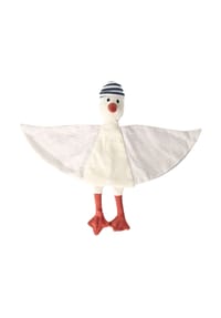 maximo® - Kuscheltuch Möwe, Cord mit Musselinstoff - wollweiß/harbor mist