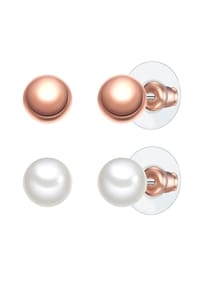 YOKOAMii - Damen Set (Ohrringe 2er) aus Metall-Legierung in Roségold mit Muschelkernperle - weiß