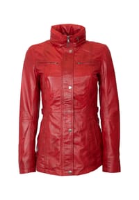 Lolus - Lederjacke Angel Lange Damen Jacke aus weichem Lammnappa Leder - Cognac