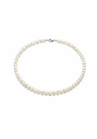 DI PERLE® DI PERLE Schmuckkollektion - Süßwasser Zuchtperlen Halskette Collier aus 925er Silber rhodiniert, 42 cm - weiß