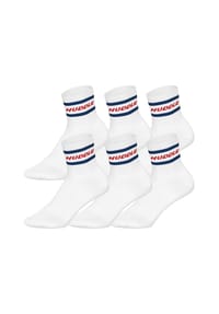HUDDLE® - Unisex Socken, 6er Pack - Streifen, Logo, Short Crew, Sportsocken, einfarbig - Schwarz
