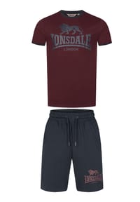 LONSDALE™ - Herren T-Shirt & Shorts Set normale Passform MAIST - Oxblood/Dark Navy