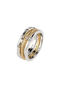 elli. - Ring Glas Kristalle Weiß 3Er Set 925 Sterling Silber - Bunt