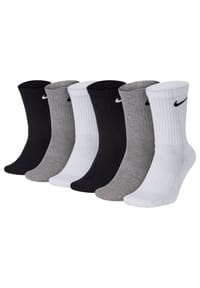 NIKE - Unisex 6er Pack Sportsocken - Everyday, Cotton Lightweight Crew, einfarbig - Schwarz