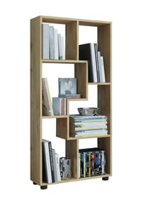VCM. - Holzregal stehend | platzsparendes Regal | Maße:  H. 119 x B. 60 x T. 20 cm | Elegantes Regal stehend | Aufbewahrungsregal | Bücherregal | Raumteiler | Blina - Honig-Eiche