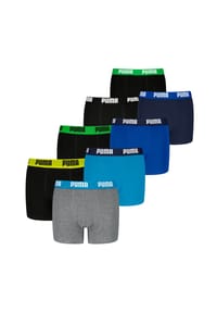 PUMA® - Jungen Boxer Shorts, 8er Pack - Everyday Basic Boxers ECOM 8P, Baumwollmischung, Logo - Blau/Grau