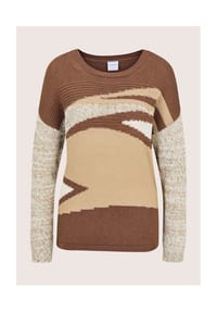 MADELEINE - Rundhals-Pullover mit grafischem Muster - mandel / multicolor