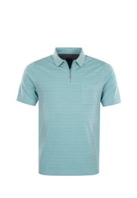 hajo - Shirt Gestreiftes Kurzarm-Poloshirt Softknit mit verdecktem Reißverschluss und Brusttasche in Regular Fit - blau