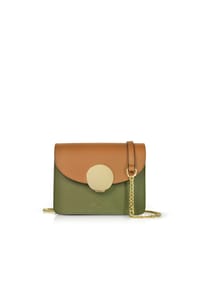 LePARMENTIER PARIS - New Ondina Mini Color Block Shoulder Bag - caramel/dark green