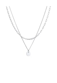 elli. - Halskette Layer Plättchen Gliederkette 925 Silber - Gold