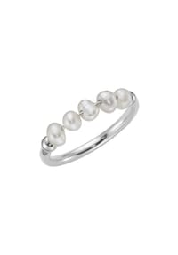 SMART JEWEL® - Ring mit weißen Süßwasser-Perlen, Silber 925 - gold