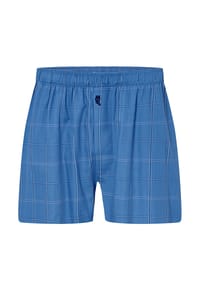 El Búho NOCTURNO® - Klassische Herren-Boxershorts, Popeline-Stoff, Baumwolle, kariert - blau