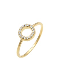 elli. DIAMONDS - Ring Kreis Geo Diamant Verlobung 0.08 Ct. 375 Gelbgold - Gold
