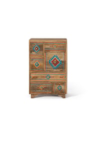 GINER & COLOMER - Beistelltisch aus Mangoholz, 42 cm, moderner Ethno-Stil - 66 x 43 x 29 cm - mehrfarbig