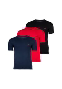 HUGO - Herren T-Shirt, 3er Pack - Rundhals, kurzarm, Logo, Baumwolle, uni - Blau/Grau