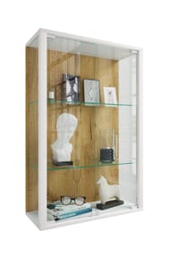 VCM. - Glasvitrine hängend | Vitrine Glas mit ESG-Sicherheitsglas | Maße: H. 80 x B. 60 x T. 25 cm | Hängevitrine Glas | Modern und platzsparend | Glas Vitrinenschrank - Udina M - 