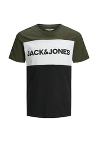 JACK & JONES - T-Shirt T-Shirt Rundhals JJELOGO BLOCKING TEE - Grün