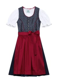 Isar Trachten - Dirndl, Schürze, Knopfleiste, für Kinder - NAVY/RED