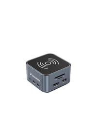 COFI - Wozinsky WHBC09Y8S USB-C 12-in-1 Hub mit WLAN-Ladefunktion, grau - Grau 12 × 6 × 1,8?cm