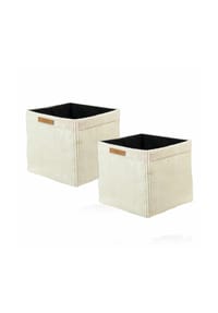 Lycce - Faltbare Aufbewahrungsbox, 2er Set - Cord, passend für Kallax Regal, abnehmbarer Bezug, robust, formstabil - Altrosa