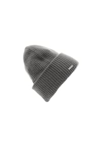 SEEBERGER - Cashmere Strickmütze mit Aufschlag und feiner Rippen Struktur 19586-0 - kiesel